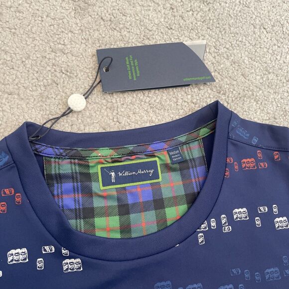 William Murray Shirt Mens Medium Golf Beer Can Print Sud And Stripes NWT NEW - Picture 2 of 8
